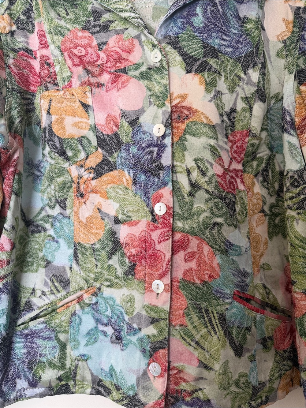CHICO’S Floral Multi-Color Lightweight Button-Front Jacket size XL - Picture 3 of 9